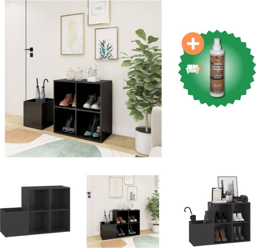 VidaXL Opbergkast Hoogglans grijs 105 x 35.5 x 70 cm van spaanplaat Schoenenkast Inclusief Houtreiniger en verfrisser