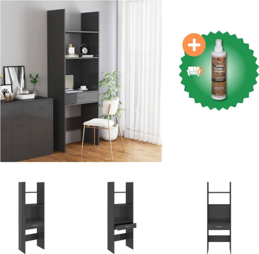 VidaXL Opbergkast Hoogglans grijs 60 x 35 x 180 cm Stevig en duurzaam Kast Inclusief Houtreiniger en verfrisser