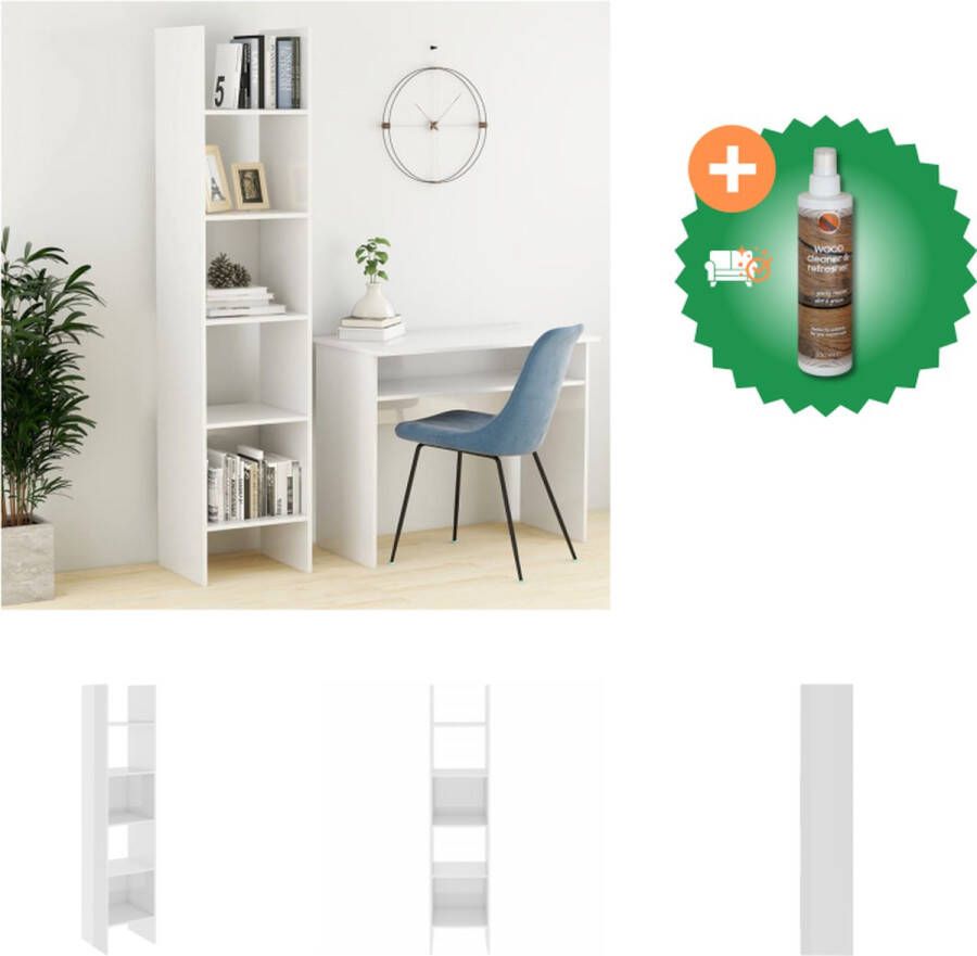 VidaXL Boekenkast 40x35x180 cm spaanplaat hoogglans wit Kast Inclusief Houtreiniger en verfrisser