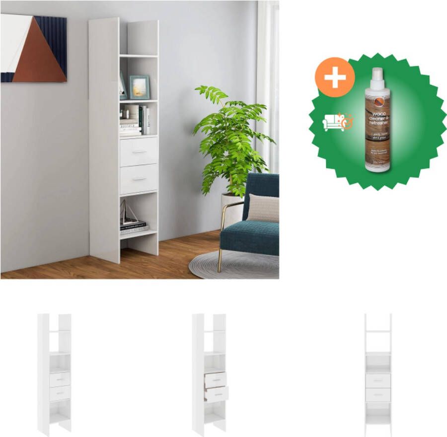 VidaXL Opbergkast Hoogglans wit 40 x 35 x 180 cm Stevig en duurzaam Kast Inclusief Houtreiniger en verfrisser