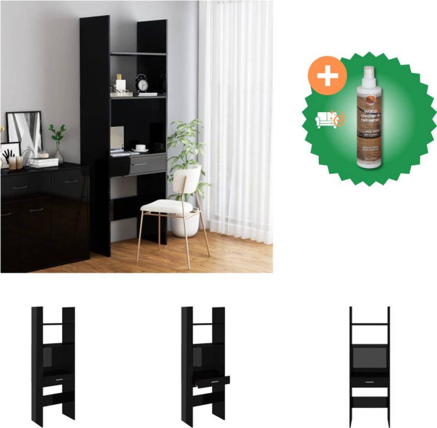 VidaXL Opbergkast Hoogglans zwart Spaanplaat 60 x 35 x 180 cm Kast Inclusief Houtreiniger en verfrisser