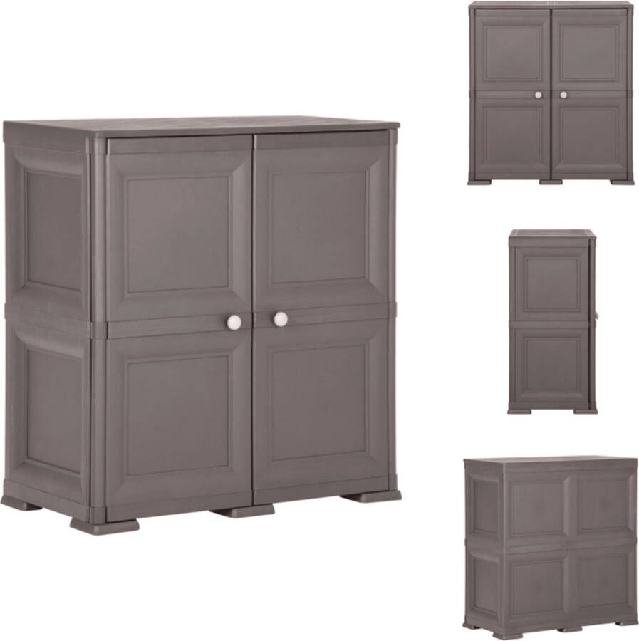 VidaXL Opbergkast Kunststof 79 x 43 x 85.5 cm Grijs Met 2 deuren Draagvermogen 30 kg Kast
