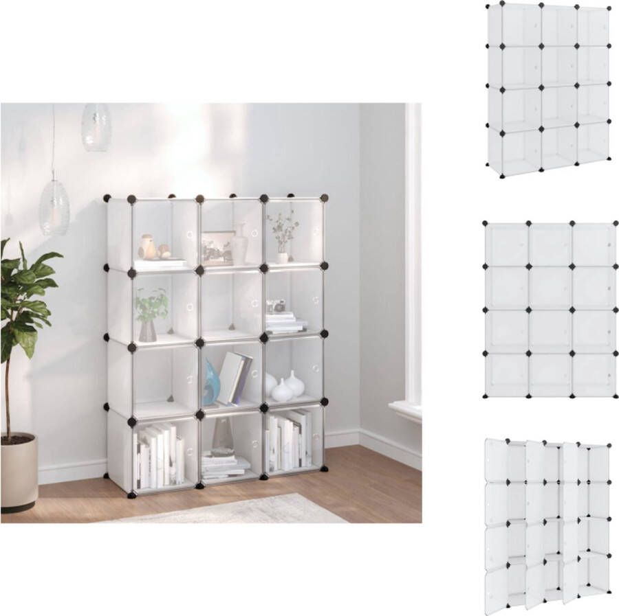 VidaXL Opbergmeubel Opbergmeubelen Opberger Opbergkast Opbergmeubel met 12 vakken en deuren polypropeen transparant - Foto 2