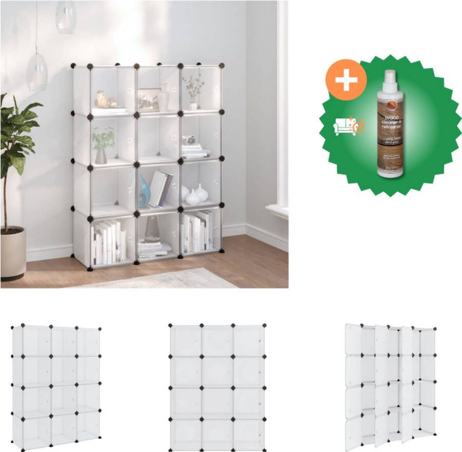 VidaXL Opbergkast Kunststof 94x31.5x123.5 cm 12 opbergvakken Schoenenkast Inclusief Houtreiniger en verfrisser