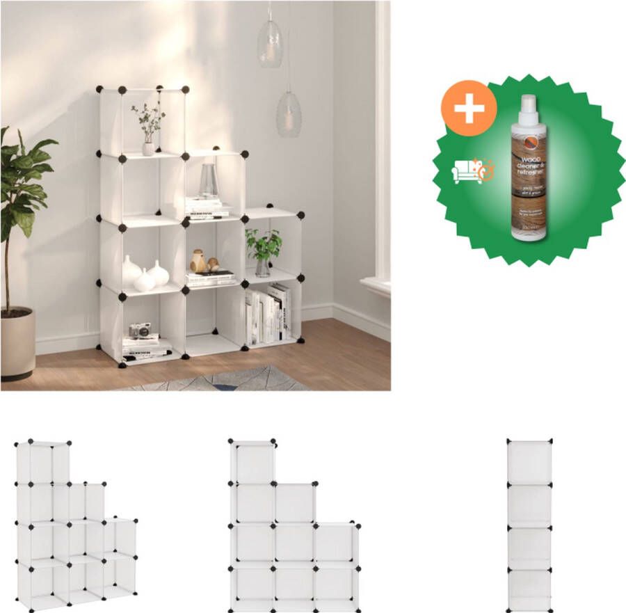 VidaXL Opbergkast Kunststof 95.5x31.5x124 cm Transparant Schoenenkast Inclusief Houtreiniger en verfrisser