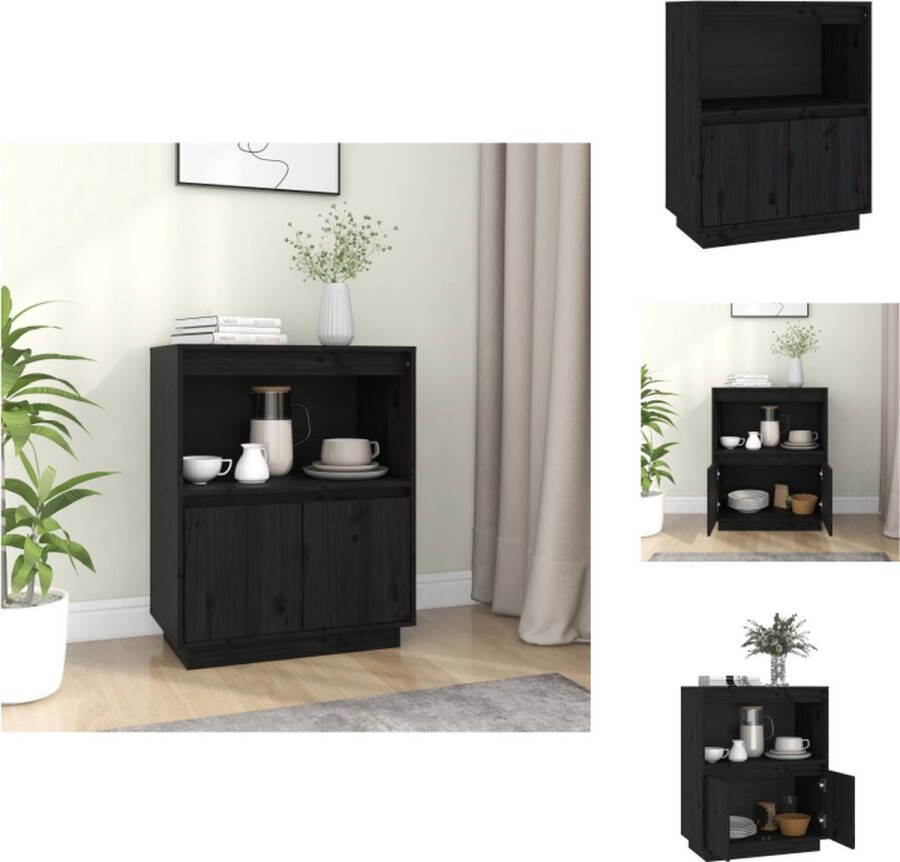 VidaXL Dressoir Dressoirs Hoge Kast Hoge Kasten Dressoir 60x34x75 cm massief grenenhout zwart - Foto 2