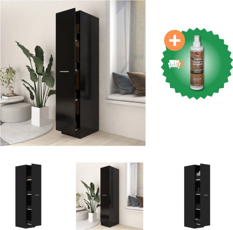VidaXL Opbergkast Met veel opbergruimte Stabiel en stevig Zwart Spaanplaat 30x42.5x150cm Montage vereist Kast Inclusief Houtreiniger en verfrisser
