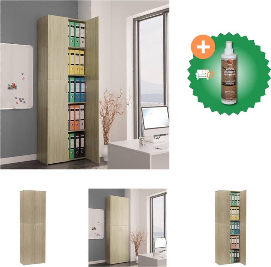 VidaXL Opbergkast Minimalistisch Kantoormeubelen 60x32x190 cm Sonoma eiken Kast Inclusief Houtreiniger en verfrisser