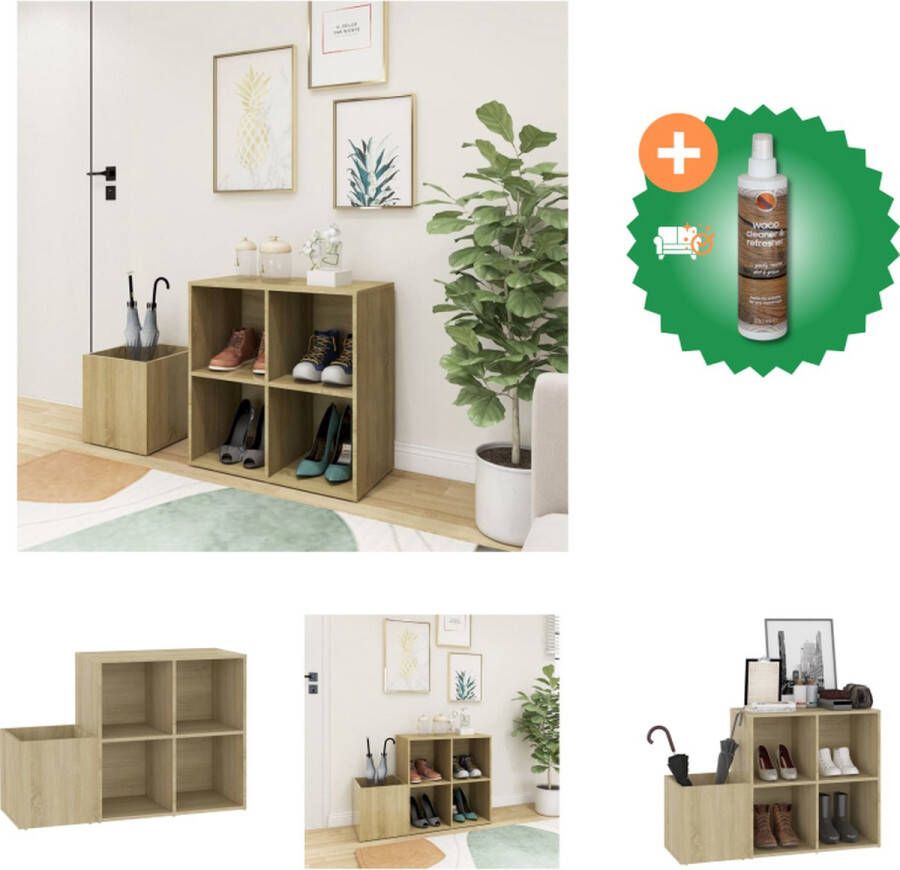 VidaXL Opbergkast Sonoma Eiken 105 x 35.5 x 70 cm Stabiel en veelzijdig Schoenenkast Inclusief Houtreiniger en verfrisser