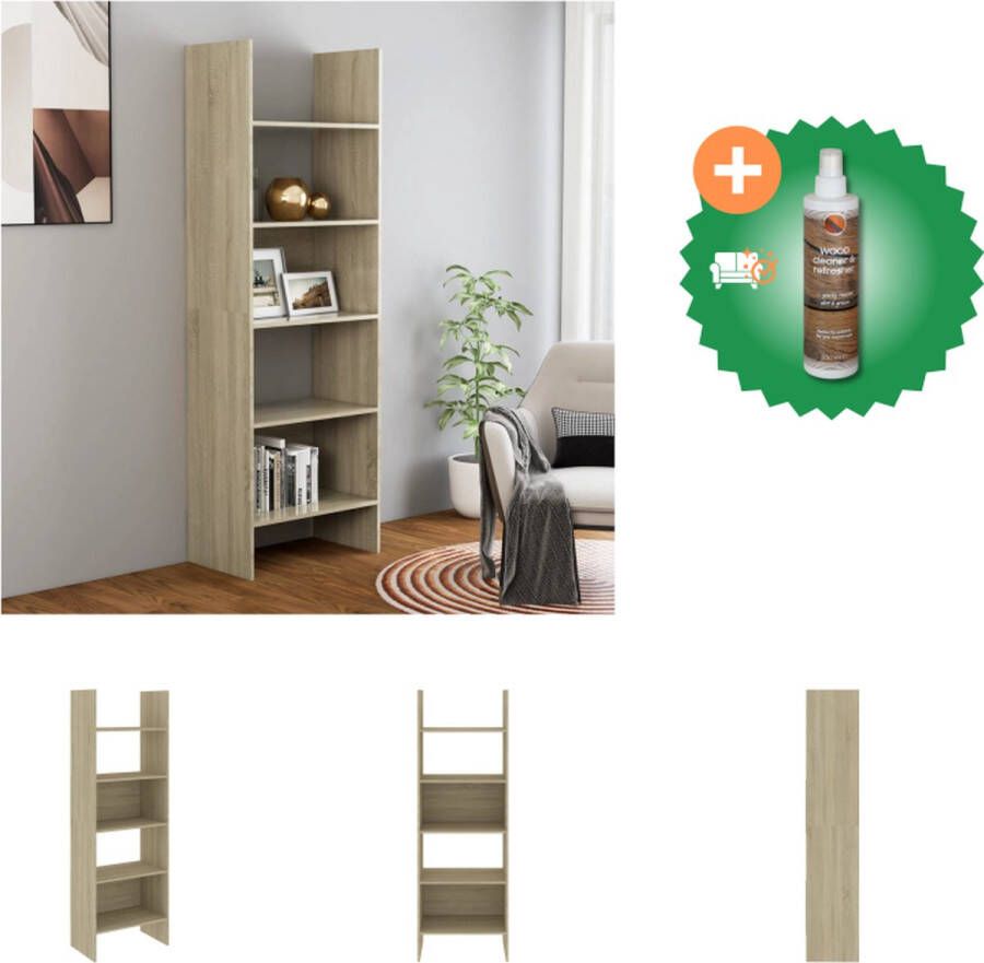 VidaXL Opbergkast Sonoma Eiken 60 x 35 x 180 cm 5 ruime vakken Kast Inclusief Houtreiniger en verfrisser