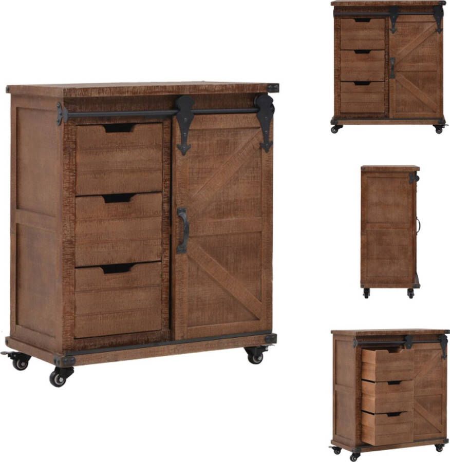 VidaXL Opbergkast Opbergkasten Dressoir Dressoirs Opbergkast 64x33-5x75 cm massief vurenhout bruin - Foto 2