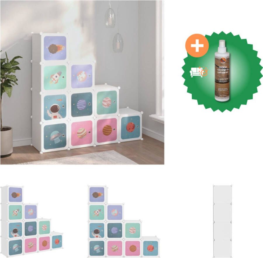 VidaXL Opbergkast voor kinderen Kubusvormig Polypropeen 124.5 x 31.5 x 123.5 cm Cartoonpatronen Schoenenkast Inclusief Houtreiniger en verfrisser