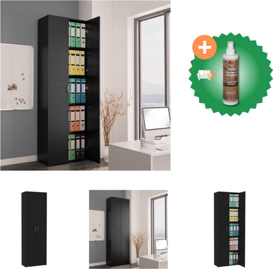 VidaXL Opbergkast Zwart 60 x 32 x 190 cm Met 5 schappen en 2 deuren Kast Inclusief Houtreiniger en verfrisser