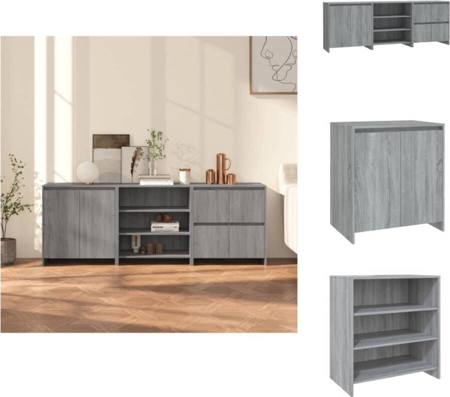 VidaXL Opbergkasten Grijs Sonoma eiken Dressoir 2 deuren Dressoir schappen Dressoir 4 deuren Keukenkast - Foto 4