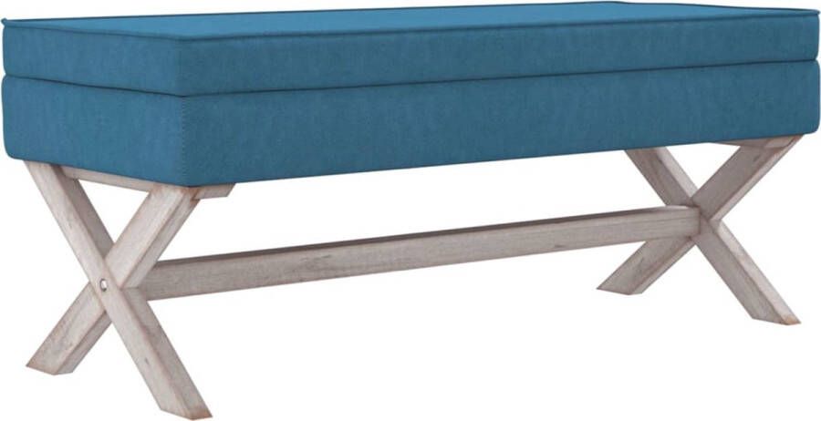 VidaXL Opbergkruk Blauw Fluweel 110x45x49 cm Vintage Stoffen Kruk Opbergkrukken Fluweel Kruk Blauwe Kruk Salon Meubilair Living Room Furniture Retro Kruk