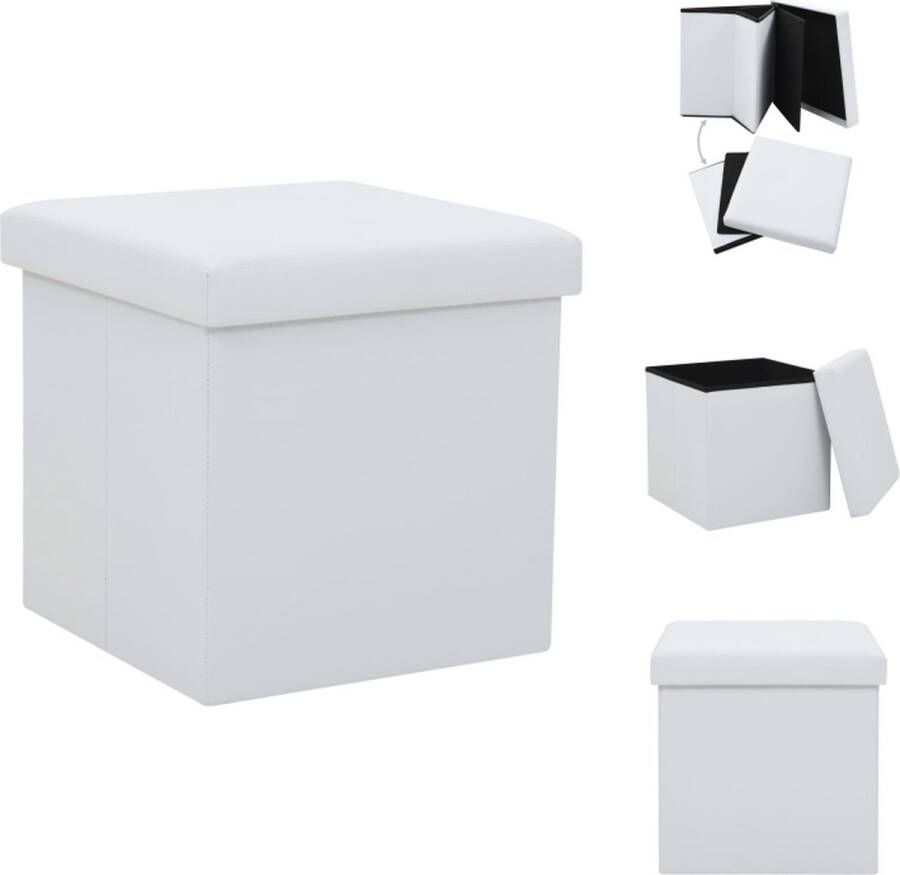 VidaXL Opbergkruk Opbergkrukken Opbergkist Opbergkisten Opbergkruk inklapbaar kunstleer wit