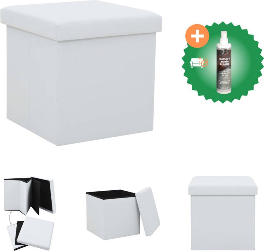 VidaXL Opbergkruk 38x38x38 cm Inklapbaar Kunstleer MDF Krukje Inclusief Reiniger