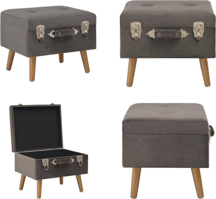 VidaXL Opbergkruk 40 cm fluweel grijs Kruk Krukken Opbergkruk Opbergkrukken