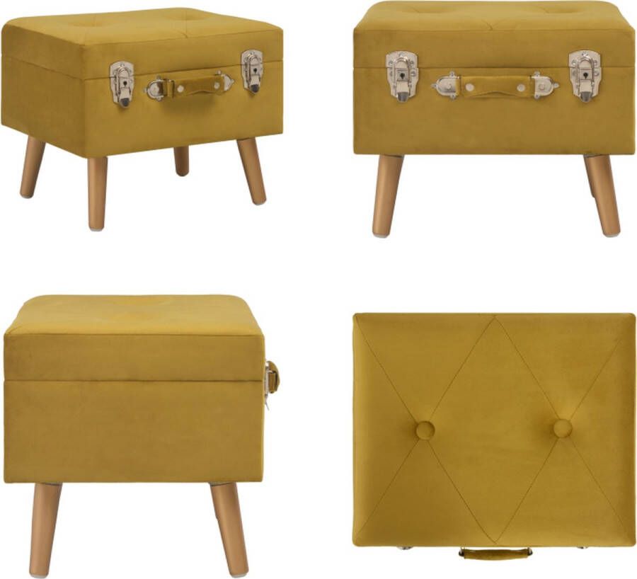 VidaXL Opbergkruk 40 cm fluweel mosterdgeel Kruk Krukken Opbergkruk Opbergkrukken