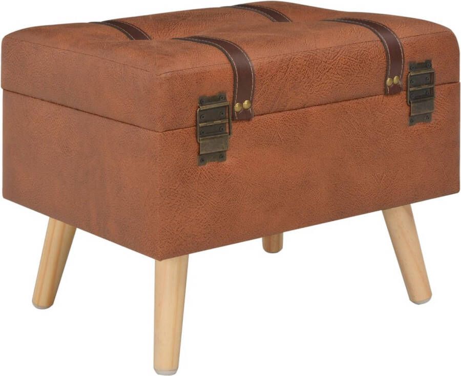 VidaXL Opbergkruk Kunstleer Tan 40 cm Krukkentje Kruk Opbergkruk Salontafel Stoel Bruine Kruk Kunstlederen Kruk Kleine Kruk Multifunctionele Kruk Compacte Kruk