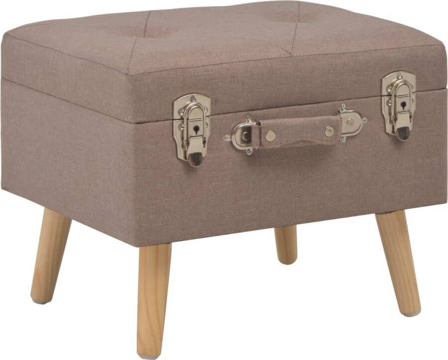 VidaXL Opbergkruk Stof 40 cm Bruin Hocker Kruk Opbergkruk Stoffen Kruk Bruine Kruk Multifunctionele Kruk Salontafel Voetensteun Living Accessoires Meubilair - Foto 2
