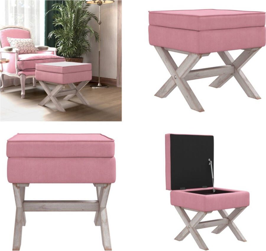 VidaXL Opbergkruk 45x45x49 cm fluweel roze Opbergkruk Opbergkrukken Kruk Krukje