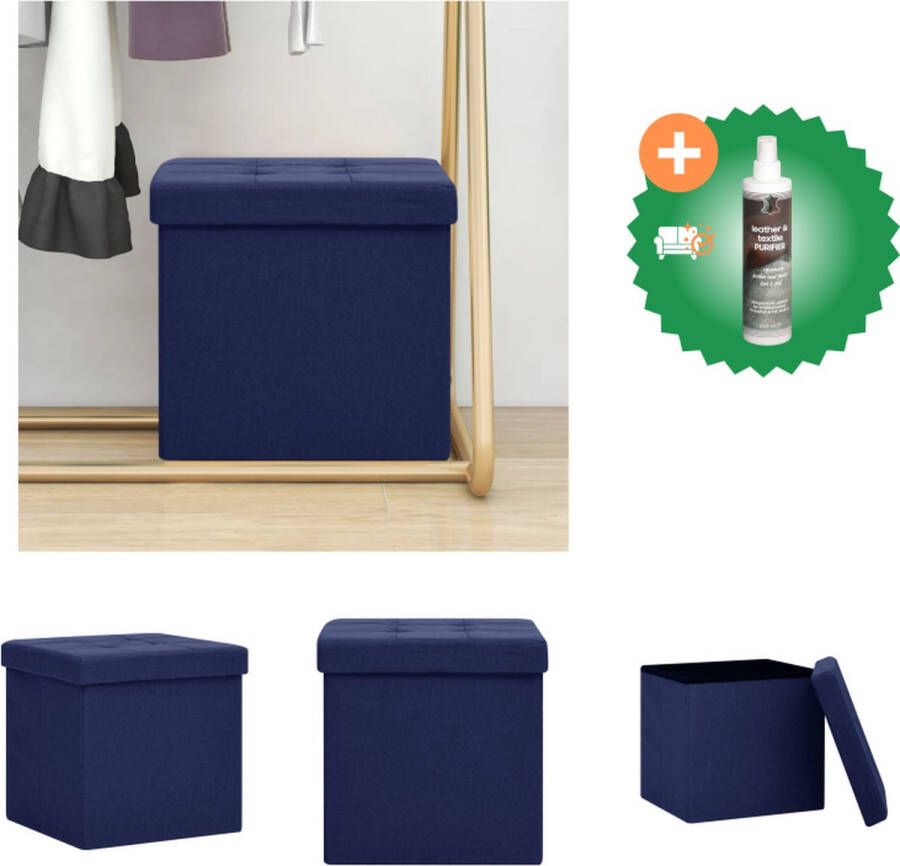 VidaXL Opbergkruk inklapbaar kunstlinnen blauw Krukje Inclusief Reiniger
