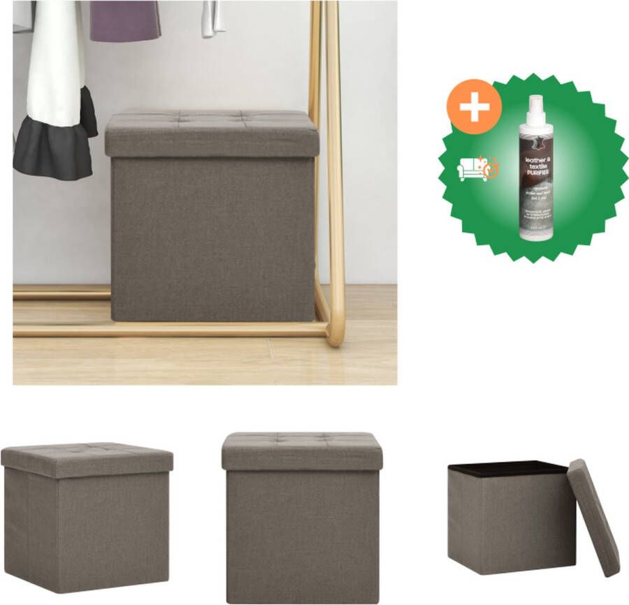 VidaXL Opbergkruk Inklapbaar 38 x 38 x 38 cm Taupe Krukje Inclusief Reiniger