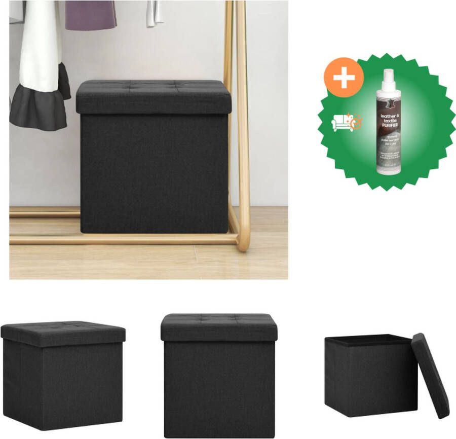 VidaXL Opbergkruk inklapbaar 38 x 38 x 38 cm zwart Krukje Inclusief Reiniger