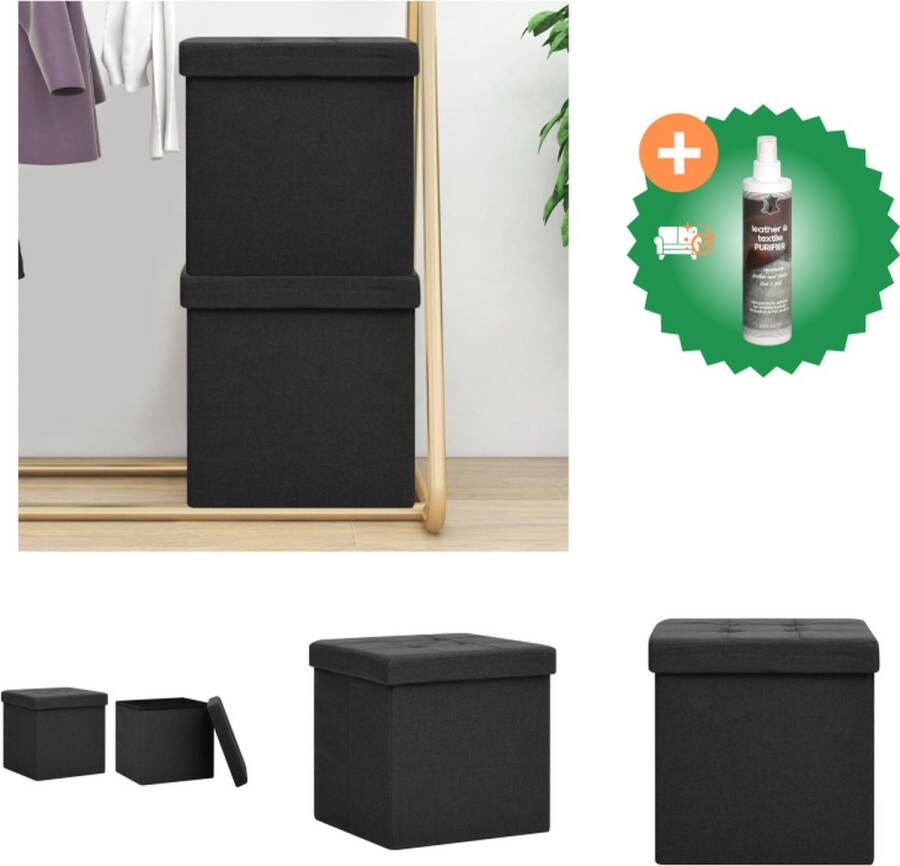 VidaXL opbergkruk inklapbaar zwart 38 x 38 x 38 cm comfortabele zitting Krukje Inclusief Reiniger