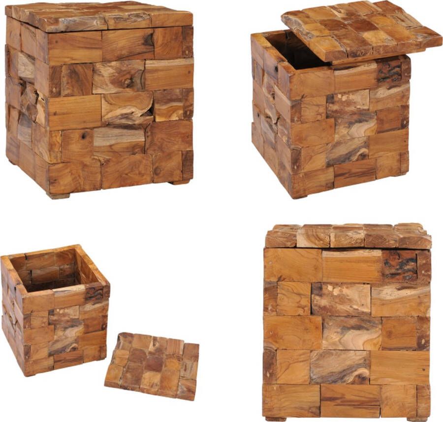 VidaXL Opbergkruk massief teakhout Kruk Krukken Opslagkruk Opslagkrukken