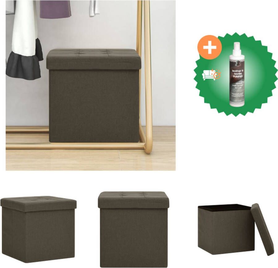 VidaXL Opbergkruk Zacht Inklapbaar 38x38x38 cm Donkerbruin Krukje Inclusief Reiniger