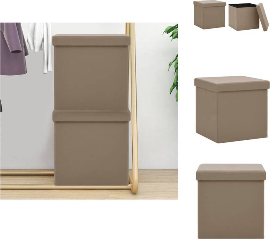 VidaXL Opbergkruk Opbergkrukken Opbergcontainer Opbergkist Opbergkrukken inklapbaar 2 st PVC cappuccinokleurig - Foto 3