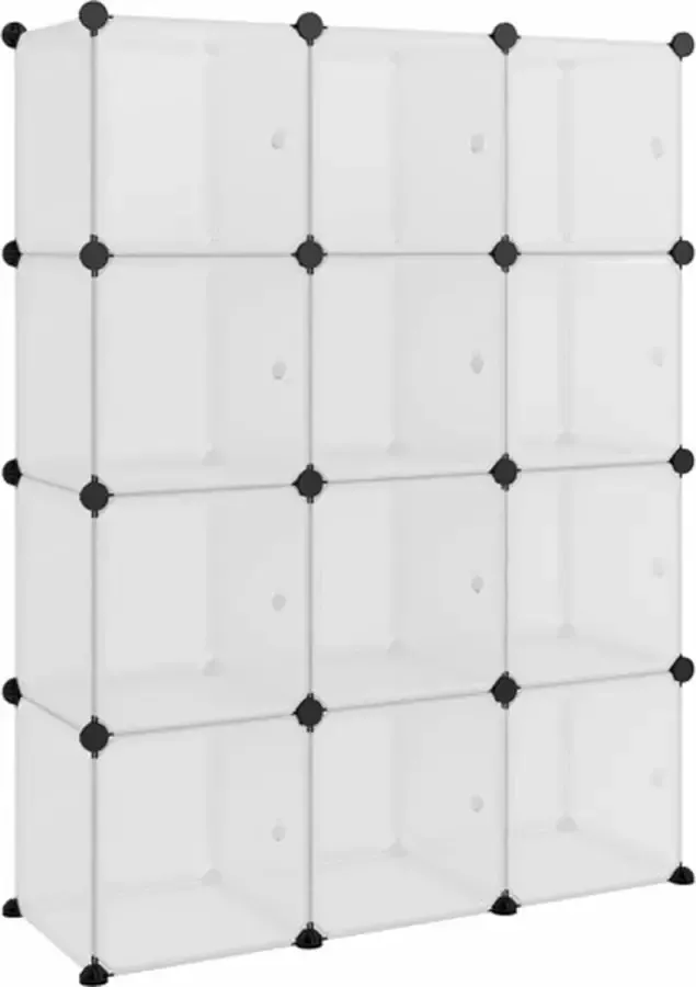VidaXL Opbergkubus organizer met 12 kubussen en deuren transparant PP - Foto 4