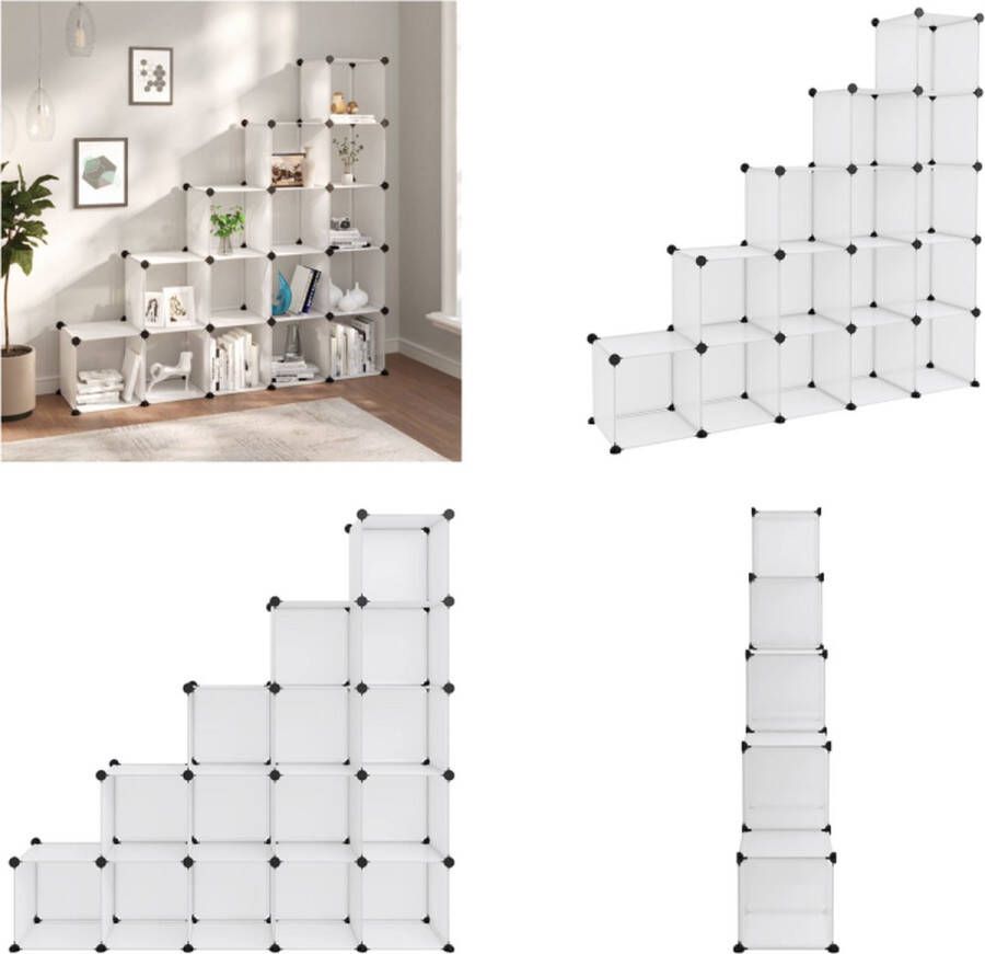 VidaXL Opbergmeubel met 15 vakken polypropeen transparant Opbergmeubel Opbergmeubelen Opberger Opbergkast