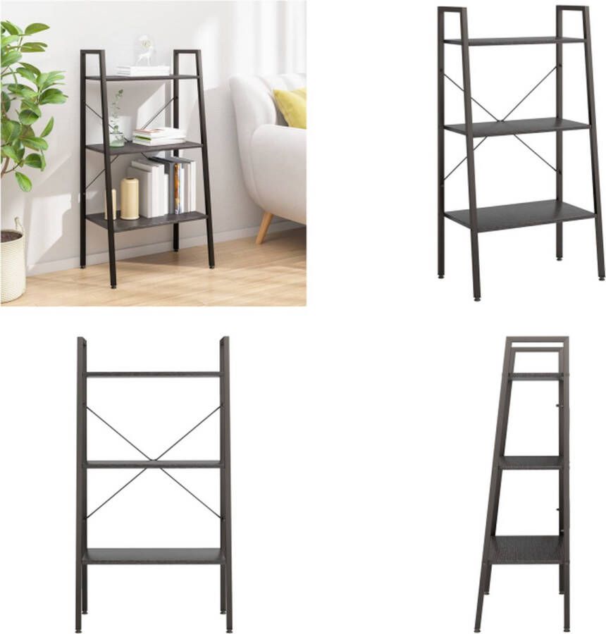 vidaXL Opbergmeubel met 3 lagen 56x35x108 cm zwart Ladderrek Ladderrekken Boekenrek Boekenkast