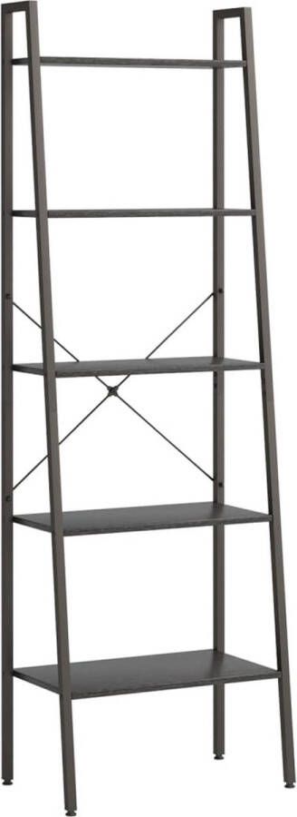 The Living Store Opbergrek 56 x 35 x 174 cm Sterke stalen constructie Brede toepassing Opbergkast Boekenplank Opbergerek Interieurdecoratie Livingroom - Foto 2