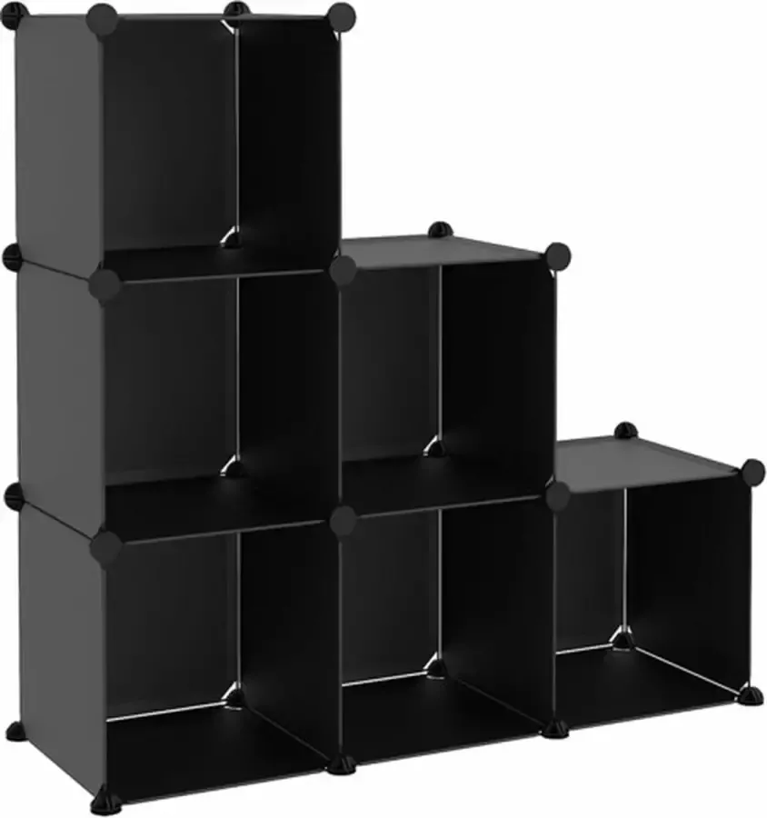 VidaXL -Opbergmeubel-met-6-vakken-polypropeen-zwart
