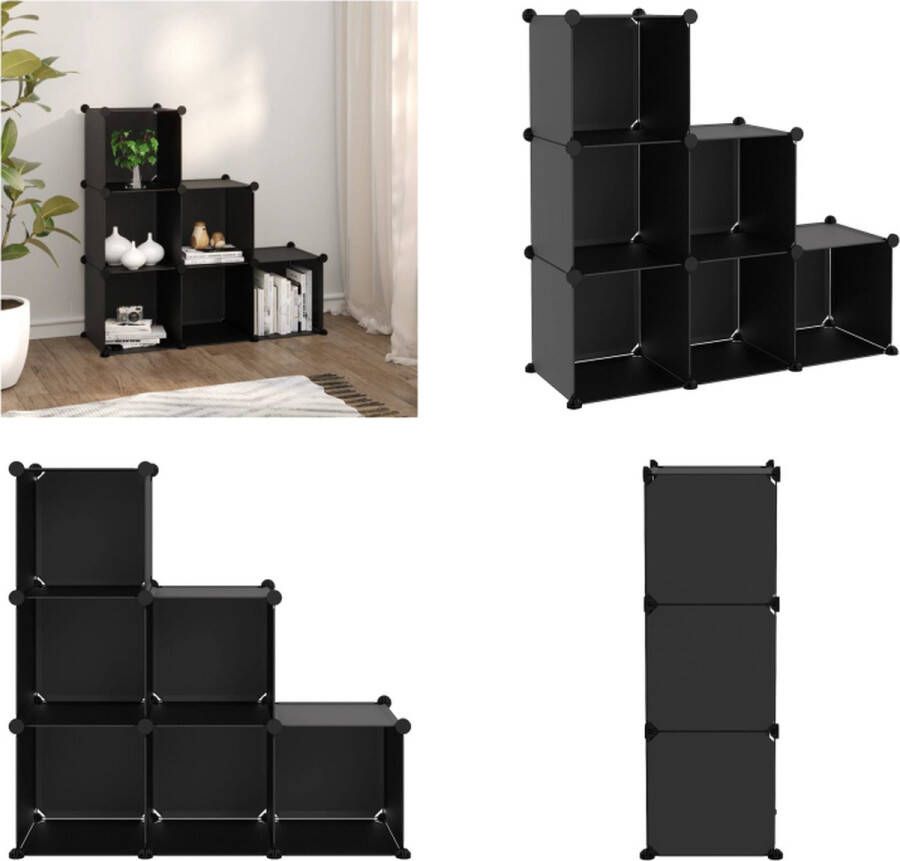 VidaXL Opbergmeubel met 6 vakken polypropeen zwart Opbergmeubel Opbergmeubelen Opberger Opbergkast
