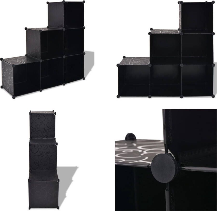 VidaXL Opbergmeubel met 6 vakken zwart Opbergmeubel Opbermeubels Opbergmeubilair Schoenenrek