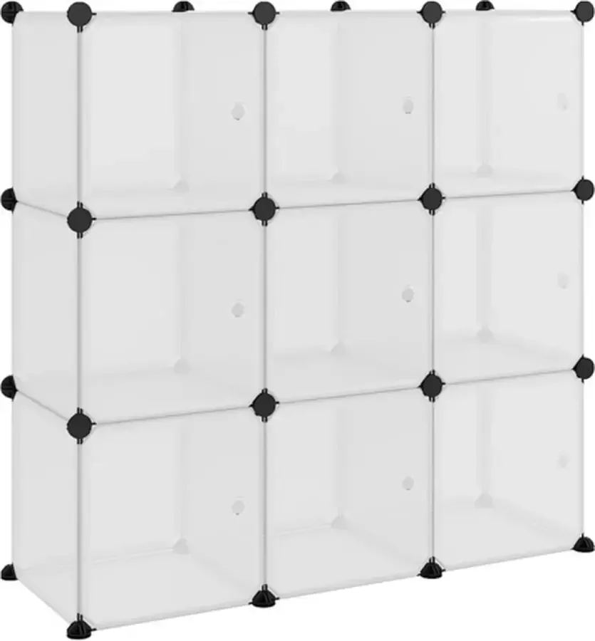 VidaXL Opbergkubus organizer met 9 kubussen en deuren transparant PP
