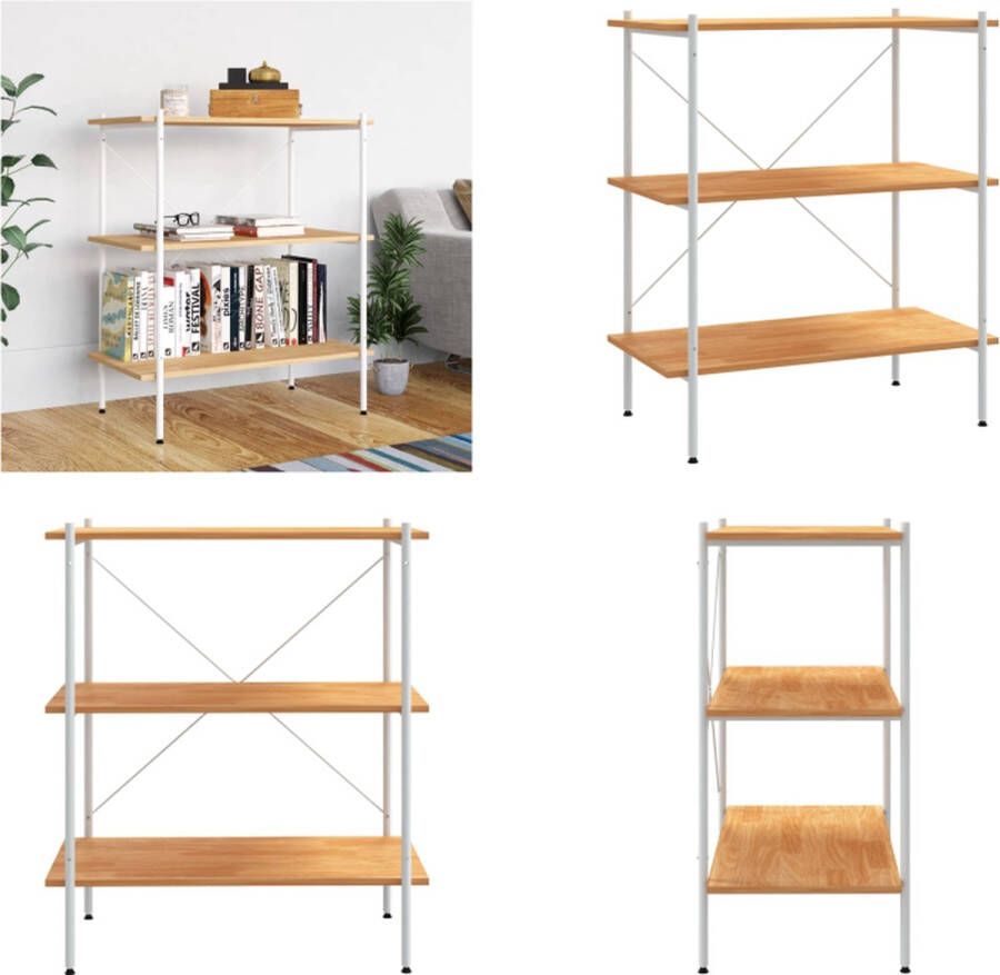 VidaXL Opbergrek 3-laags 80x40x92 cm wit en eikenkleurig Opbergrek Opbergrekken Opbergkast Opbergkasten
