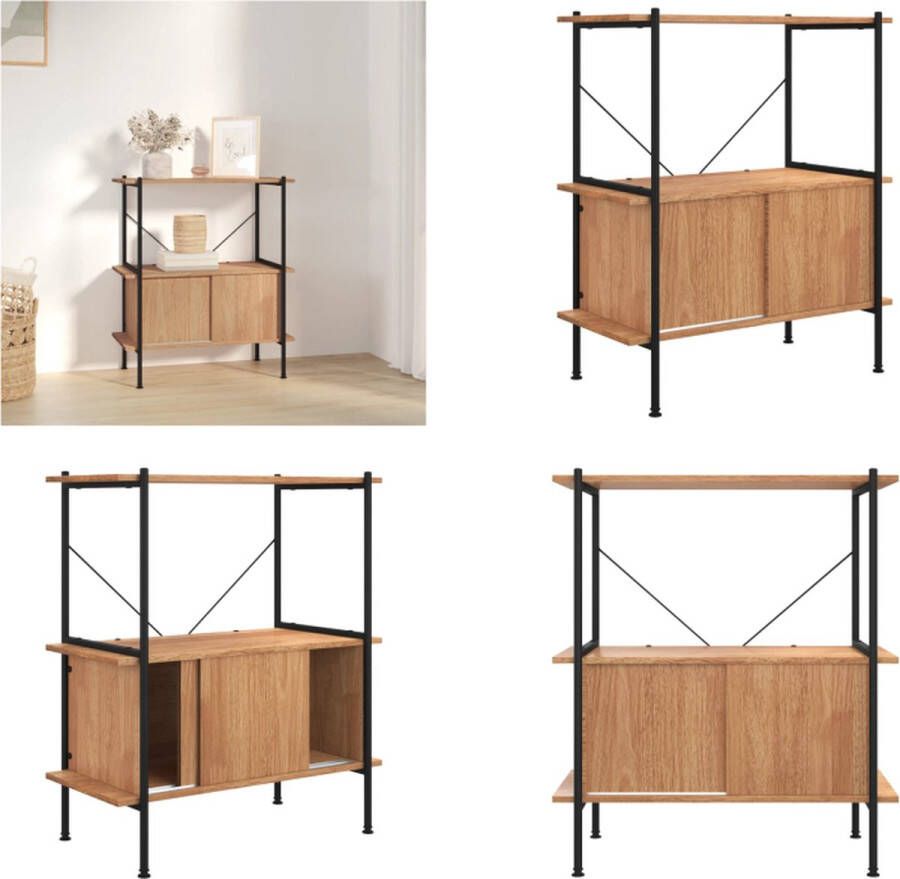 VidaXL -Opbergrek-3-laags-met-kast-80x40x92-cm-staal-en-bewerkt-hout - Foto 2