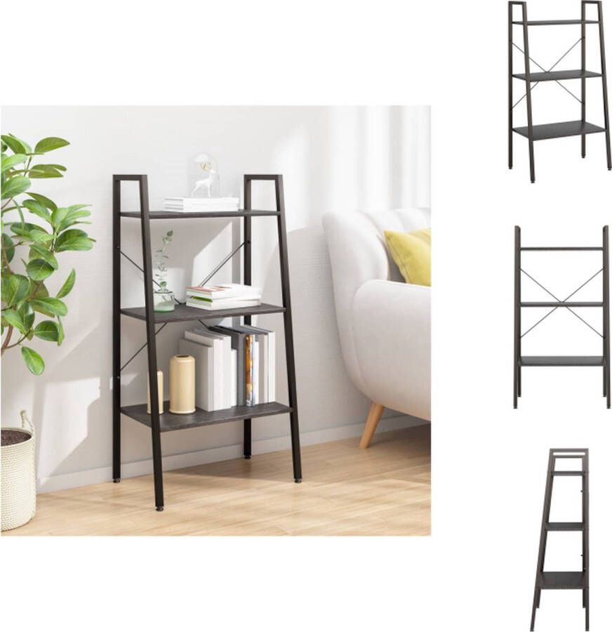 VidaXL Ladderrek Ladderrekken Boekenrek Boekenkast Opbergmeubel met 3 lagen 56x35x108 cm zwart