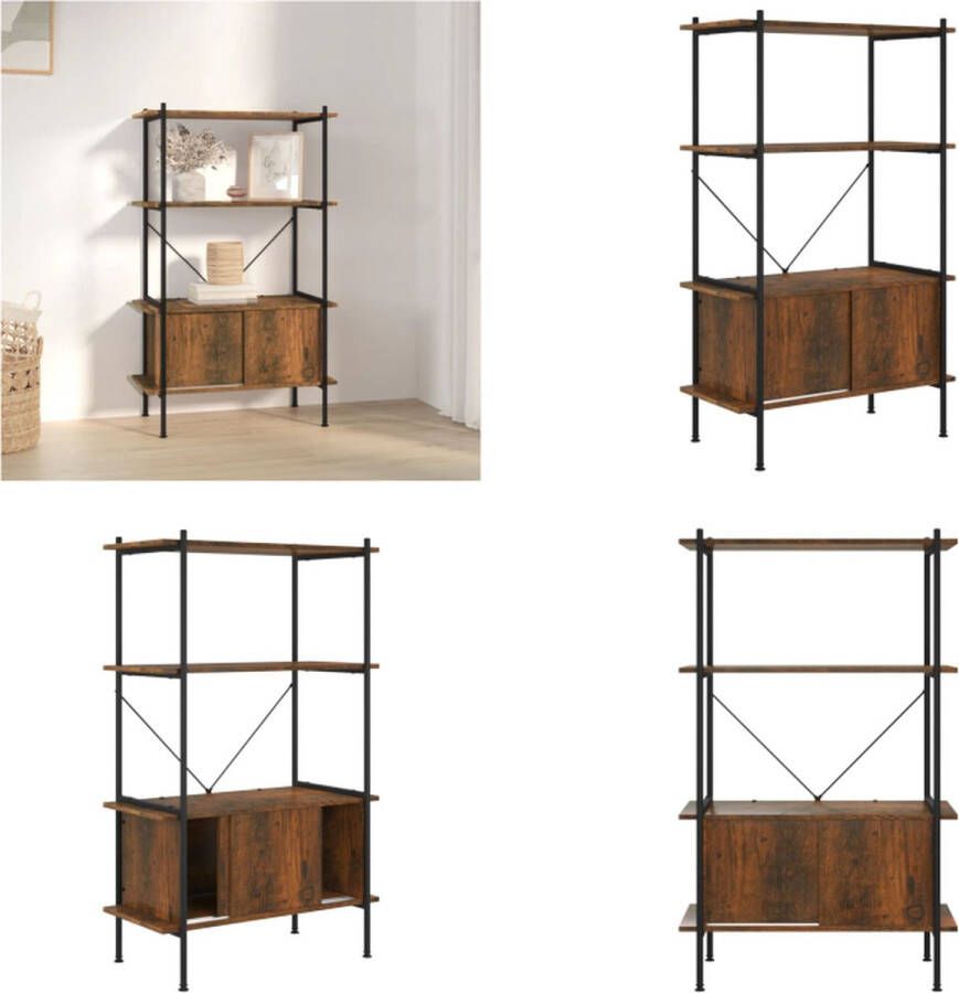 VidaXL -Opbergrek-4-laags-met-kast-80x40x130-cm-staal-en-bewerkt-hout