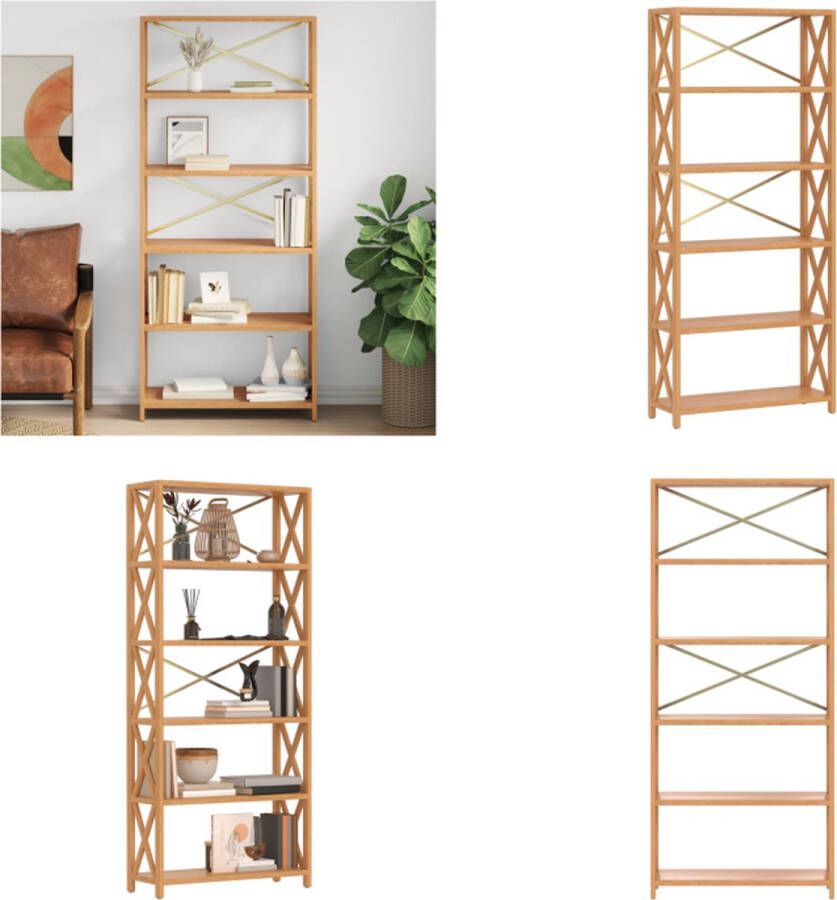 VidaXL Opbergrek 6-laags 80x30x181 cm massief eikenhout Schap Schappen Boekenkast Garagekast