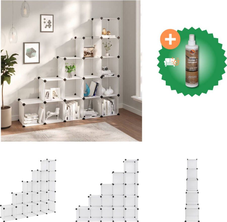 VidaXL Opbergrek Kunststof 15 vakken 155 x 32 x 153.5 cm Schoenenkast Inclusief Houtreiniger en verfrisser - Foto 2