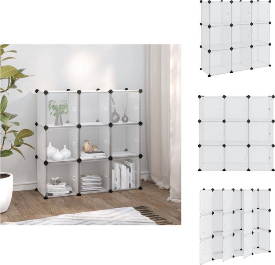 VidaXL Opbergmeubel Opbergmeubelen Opberger Opbergkast Opbergmeubel met 9 vakken en deuren polypropeen transparant - Foto 2