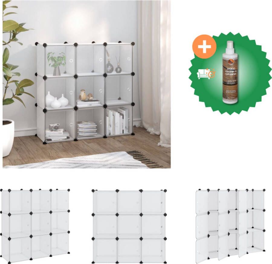 VidaXL Opbergrek Kunststof 94.5x31.5x94cm 9 opbergvakken Schoenenkast Inclusief Houtreiniger en verfrisser