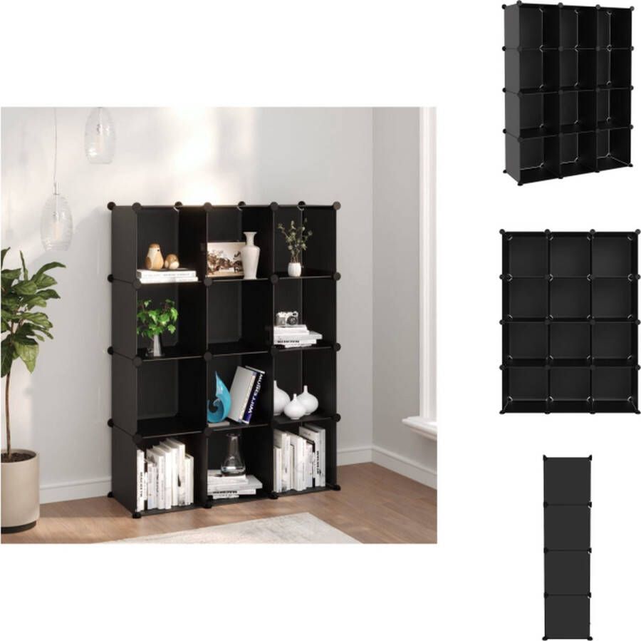 VidaXL Opbergmeubel Opbergmeubelen Opberger Opbergkast Opbergmeubel met 12 vakken polypropeen zwart - Foto 2